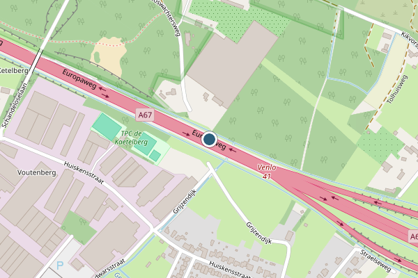 Politie-melding op Europaweg, Venlo op 28 juni, kaart-overzicht