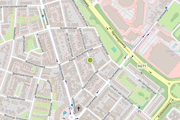 Ambulance-melding op Gerard Doustraat, Venlo op 28 juni, kaart-overzicht