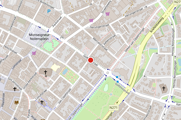 Brandweer-melding op Goltziusstraat, Venlo op 28 juni, kaart-overzicht