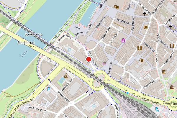 Brandweer-melding op Prinsessesingel, Venlo op 28 juni, kaart-overzicht