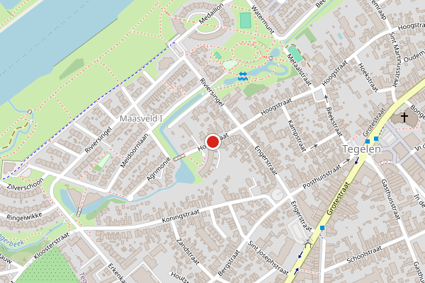 Brandweer-melding op Hoogstraat, Tegelen op 30 juni, kaart-overzicht