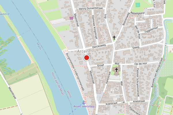Brandweer-melding op Maasstraat, Venlo op 30 juni, kaart-overzicht