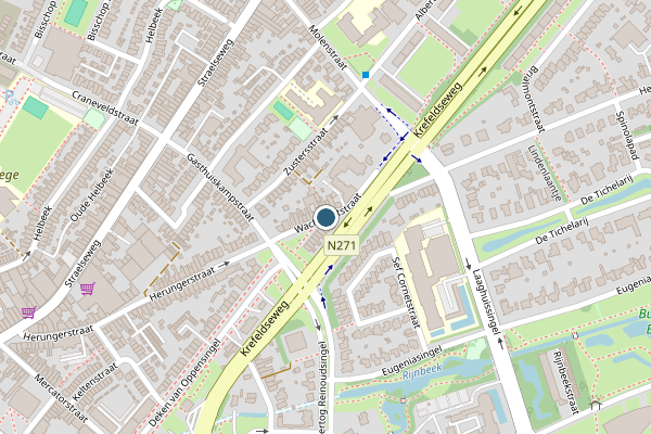 Politie-melding op Wachtpoststraat, Venlo op 8 mei, kaart-overzicht