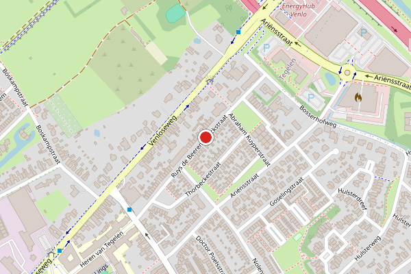 Brandweer-melding op Ruys de Beerenbrouckstraat, Tegelen op 8 juli, kaart-overzicht