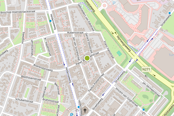 Ambulance-melding op Pieter Breughelstraat, Venlo op 8 juli, kaart-overzicht