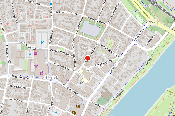 Brandweer-melding op 1e Maasveldstraat, Venlo op 13 juli, kaart-overzicht