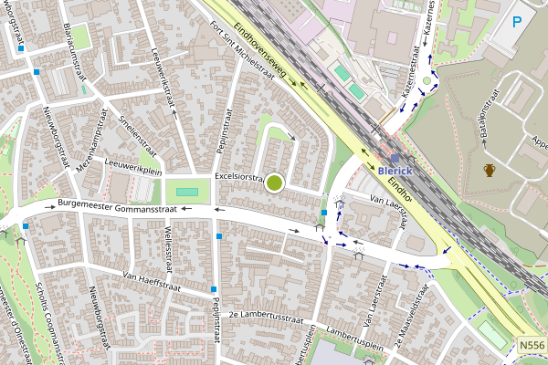 Ambulance-melding op Excelsiorstraat, Venlo op 13 juli, kaart-overzicht