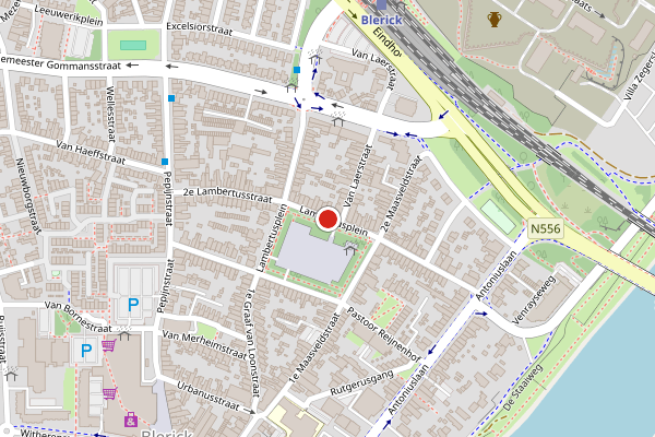 Brandweer-melding op Lambertusplein, Venlo op 13 juli, kaart-overzicht