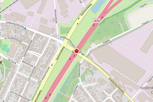 Brandweer-melding op Kaldenkerkerweg, Tegelen op 15 juli, kaart-overzicht