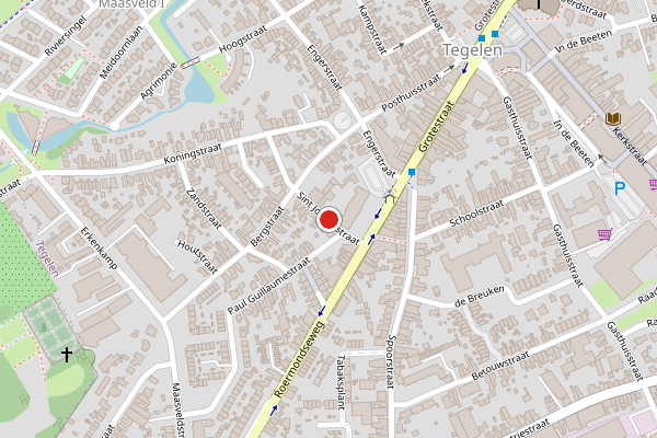 Brandweer-melding op Sint Josephstraat, Tegelen op 30 april, kaart-overzicht
