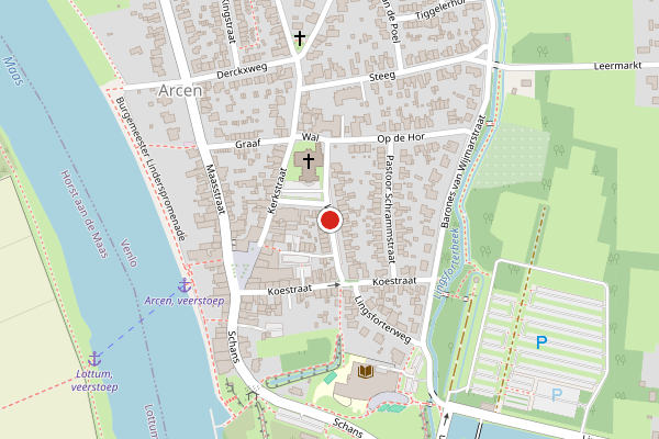 Brandweer-melding op Wal, Arcen op 14 juli, kaart-overzicht