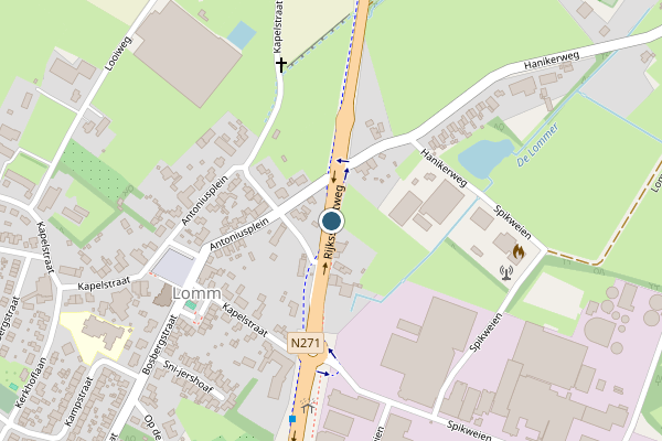 Politie-melding op Rijksstraatweg, Lomm op 18 mei, kaart-overzicht