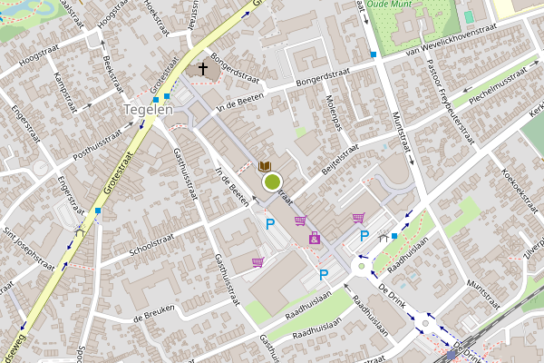 Ambulance-melding op Kerkstraat, Tegelen op 16 juli, kaart-overzicht
