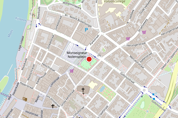 Brandweer-melding op Monseigneur Nolensplein, Venlo op 10 mei, kaart-overzicht