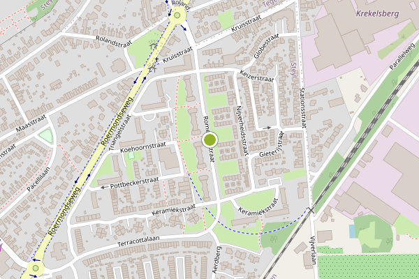 Ambulance-melding op Romeinenstraat, Steyl op 20 juli, kaart-overzicht