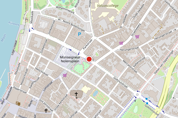 Brandweer-melding op Monseigneur Nolensplein, Venlo op 12 mei, kaart-overzicht