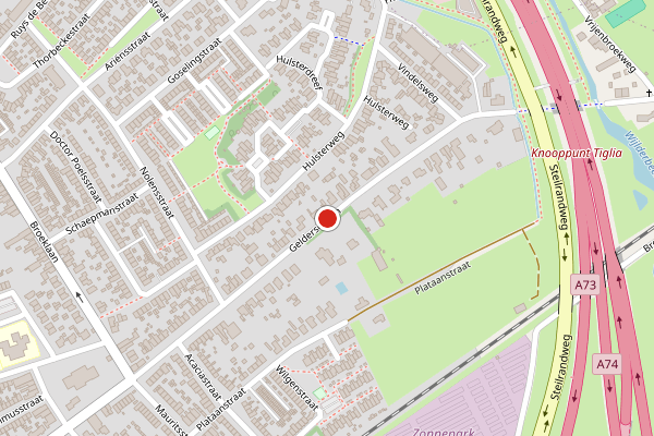 Brandweer-melding op Geldersebaan, Tegelen op 25 juli, kaart-overzicht