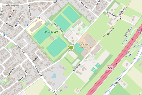 Ambulance-melding op Sportlaan, Belfeld op 10 juli, kaart-overzicht