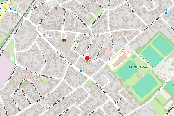 Brandweer-melding op Houtstraat, Belfeld op 28 juli, kaart-overzicht