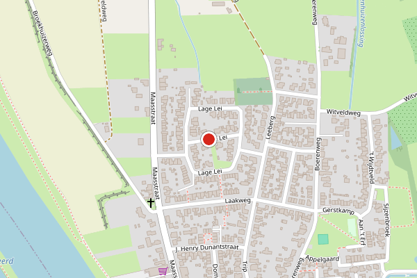 Brandweer-melding op Lage Lei, Arcen op 29 juli, kaart-overzicht