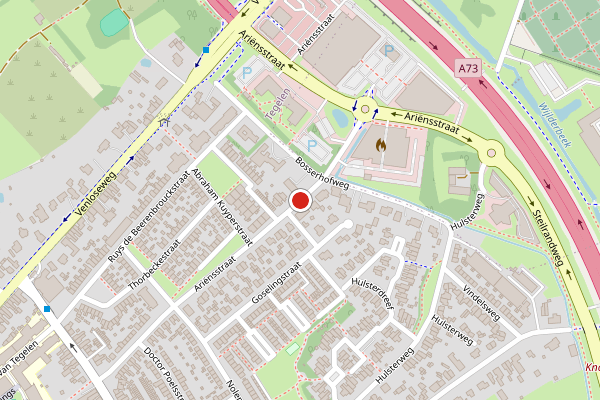 Brandweer-melding op Ariensstraat, Tegelen op 5 augustus, kaart-overzicht