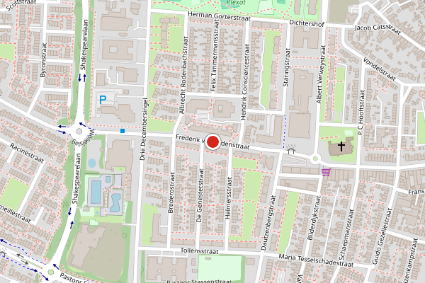 Brandweer-melding op Frederik van Eedenstraat, Venlo op 24 mei, kaart-overzicht