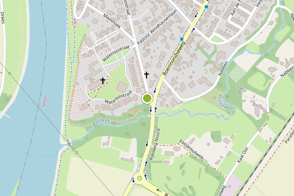 Ambulance-melding op Waterloostraat, Steyl op 23 mei, kaart-overzicht