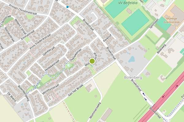 Ambulance-melding op Montfortstraat, Belfeld op 25 mei, kaart-overzicht