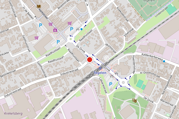 Brandweer-melding op Industriestraat, Tegelen op 26 mei, kaart-overzicht