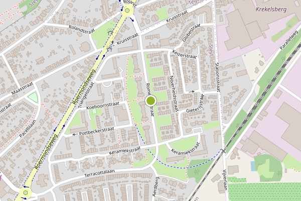 Ambulance-melding op Romeinenstraat, Steyl op 2 juni, kaart-overzicht