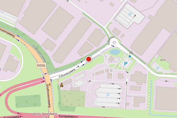 Brandweer-melding op Columbusweg, Venlo op 4 juni, kaart-overzicht