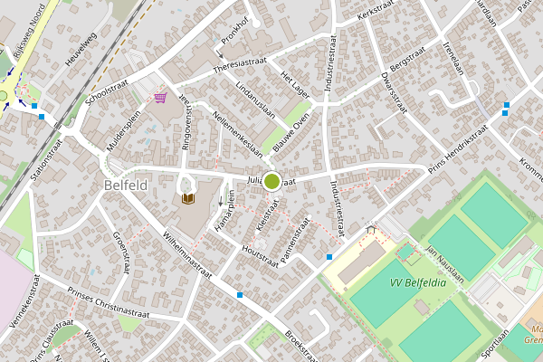 Ambulance-melding op Julianastraat, Belfeld op 5 juni, kaart-overzicht