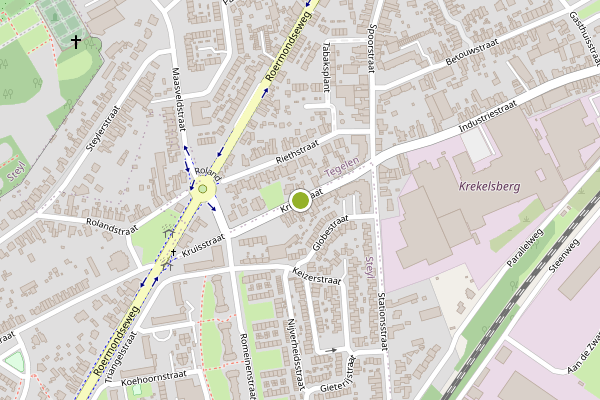 Ambulance-melding op Kruisstraat, Steyl op 11 juni, kaart-overzicht