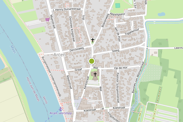 Ambulance-melding op Kerkstraat, Arcen op 11 juni, kaart-overzicht
