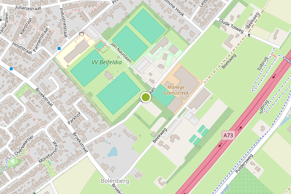 Ambulance-melding op Sportlaan, Belfeld op 13 juni, kaart-overzicht