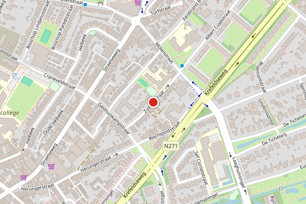 Brandweer-melding op Zustersstraat, Venlo op 30 april, kaart-overzicht