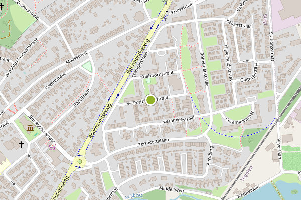 Ambulance-melding op Pottbeckerstraat, Steyl op 17 juni, kaart-overzicht