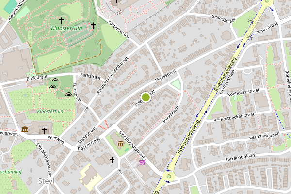Ambulance-melding op Rozenstraat, Steyl op 18 juni, kaart-overzicht
