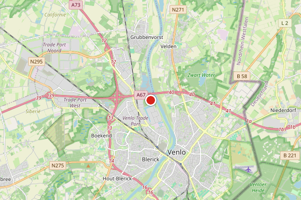 Brandweer-melding op Canon Van der Grintenstraat, Venlo op 22 juni, kaart-overzicht