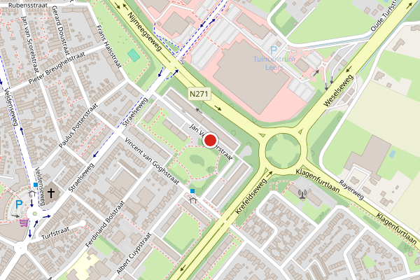 Brandweer-melding op Jan Vermeerstraat, Venlo op 24 juni, kaart-overzicht