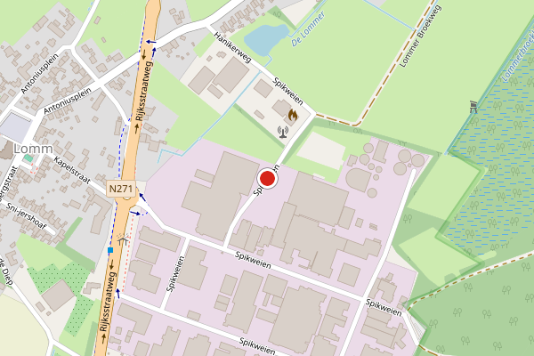 Brandweer-melding op Spikweien, Lomm op 25 juni, kaart-overzicht