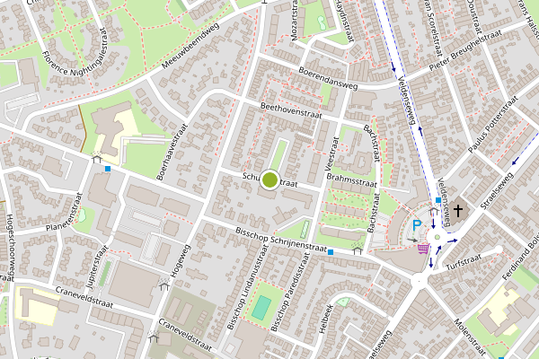 Ambulance-melding op Schubertstraat, Venlo op 24 juni, kaart-overzicht