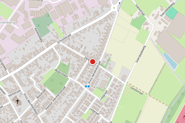Brandweer-melding op Zandstraat, Belfeld op 27 juni, kaart-overzicht